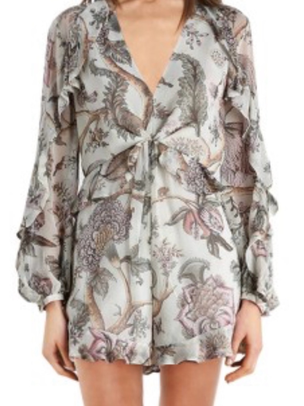 Zimmerman neutral floral playsuit in Cream and Taupe